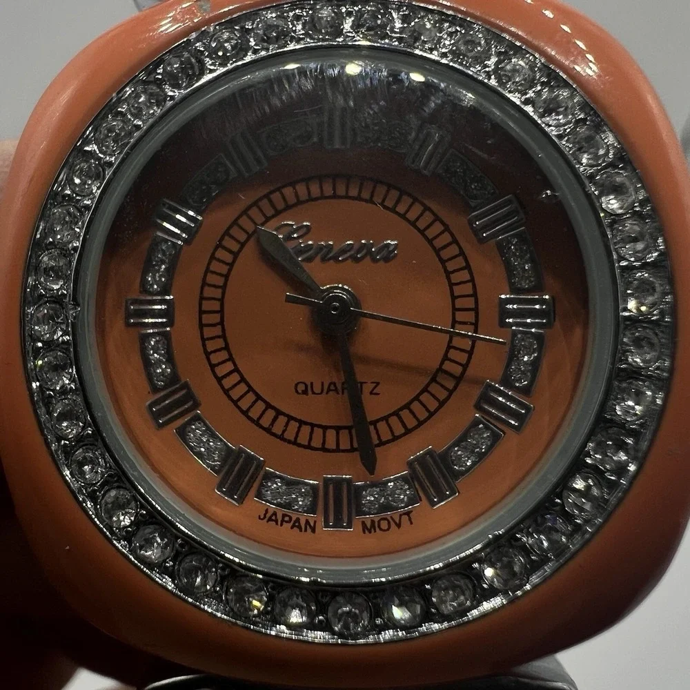 Geneva Women's Orange Jelly Band Watch Crystal Accent Silicone Rubber N0 Battery